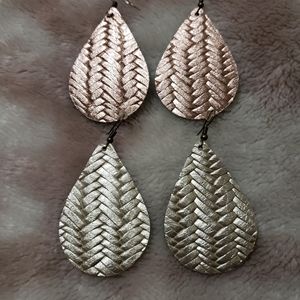 Boutique Rose gold & pewter teardrop earrings